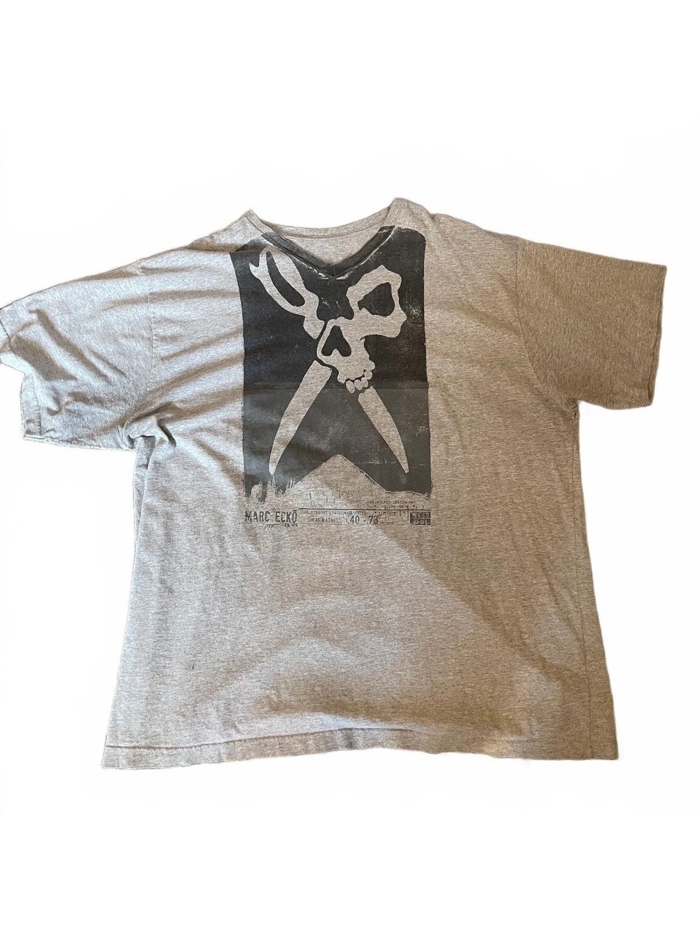 Y2K 2xL Vintage Marc Ecko Gray Graphic Skull T-Shirt